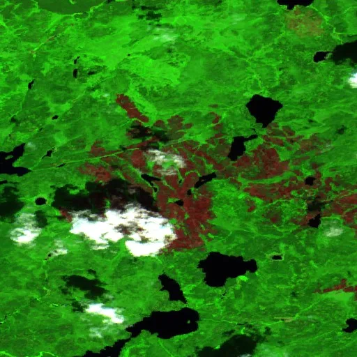 Incendio cerca de Fort Hope (18 jul) — Sentinel-2 SWIR (fuego)