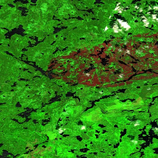 Wildfire near Unorganized Thunder Bay District — Sentinel-2 SWIR (fuego)