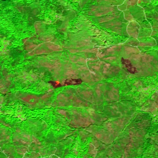 Wildfire near Vila — Sentinel-2 SWIR (fuego)