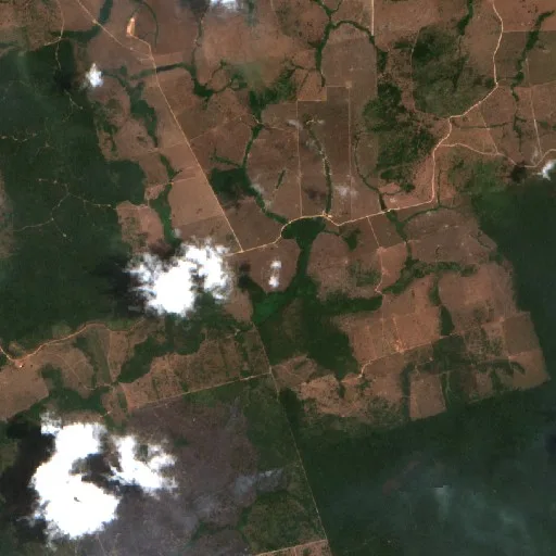 Wildfire near Vila Riozinho (Oct 9 · NE) — Sentinel-2 true color