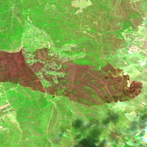 Wildfire near Villa del Prado (Jul 23) — Sentinel-2 SWIR (fuego)