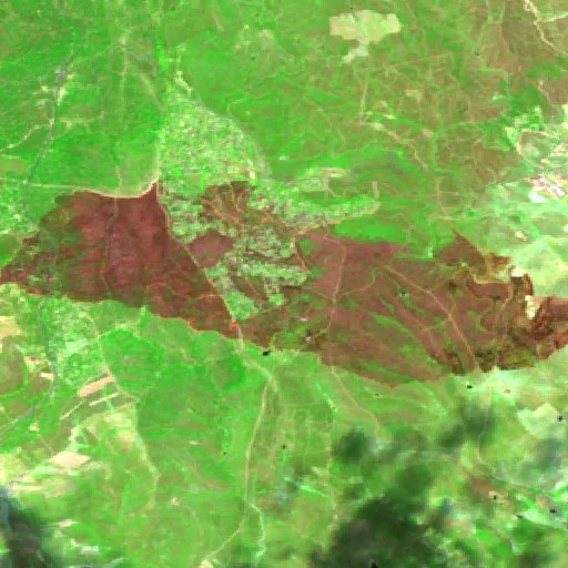 Wildfire near Villa del Prado (Jul 22 #2) — Sentinel-2 SWIR (fuego)