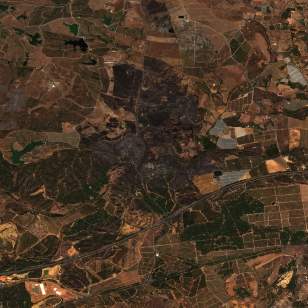Wildfire near Villablanca — Sentinel-2 true color