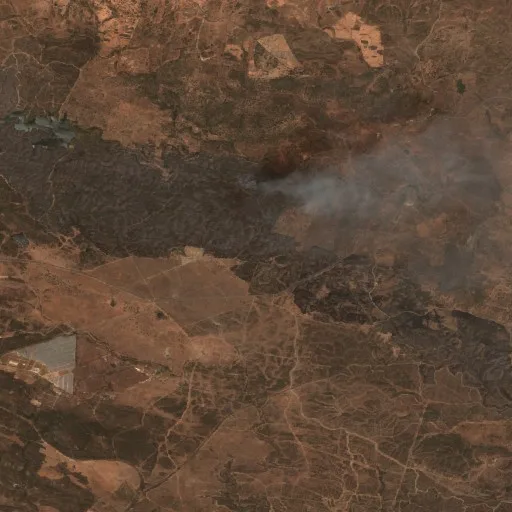 Wildfire near Villanueva de las Cruces — Sentinel-2 true color