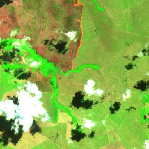 Wildfire near Wanderlândia — Sentinel-2 SWIR (fuego)
