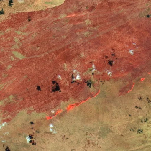 Wildfire near Wayillinypa — Sentinel-2 SWIR (fuego)