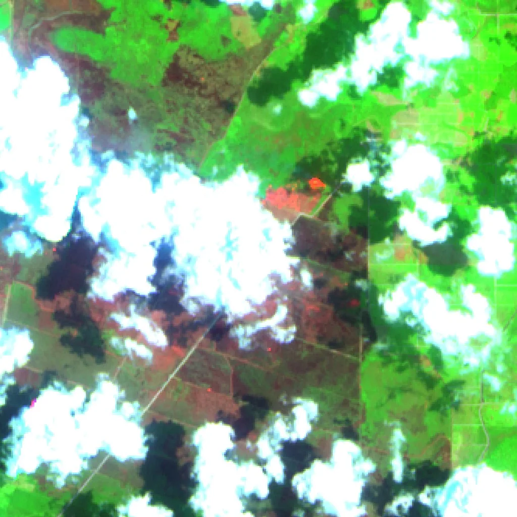 Incendio cerca de Wiralaga Mulya (4 oct · S) — Sentinel-2 SWIR (fuego)