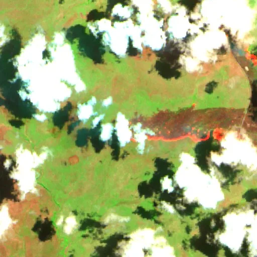 Wildfire near Wolverton — Sentinel-2 SWIR (fuego)