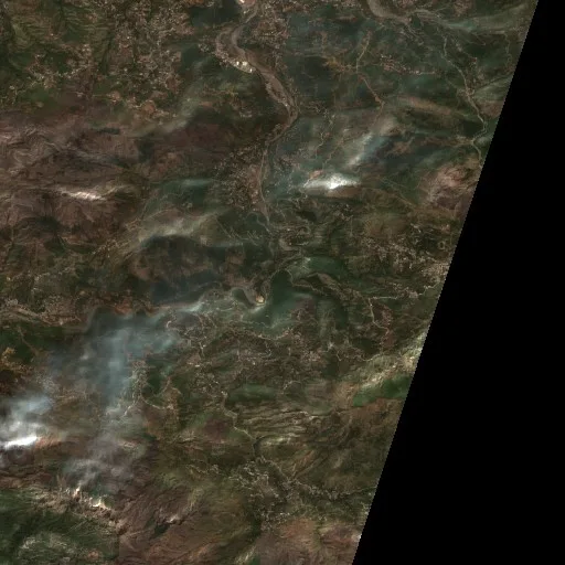Wildfire near Ziama Mansouria — Sentinel-2 true color