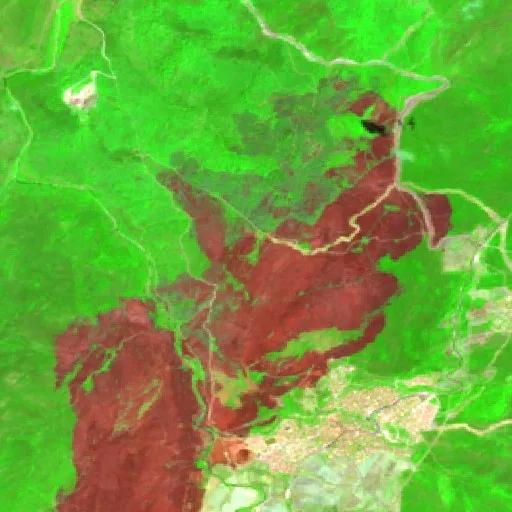 Incendio cerca de Zitouna — Sentinel-2 SWIR (fuego)