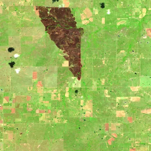 Incendio Woodson Creek (Texas) — Sentinel-2 SWIR (fuego)