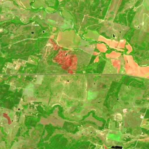 Yellow Sqaure Fire (Texas) — Sentinel-2 SWIR (fuego)